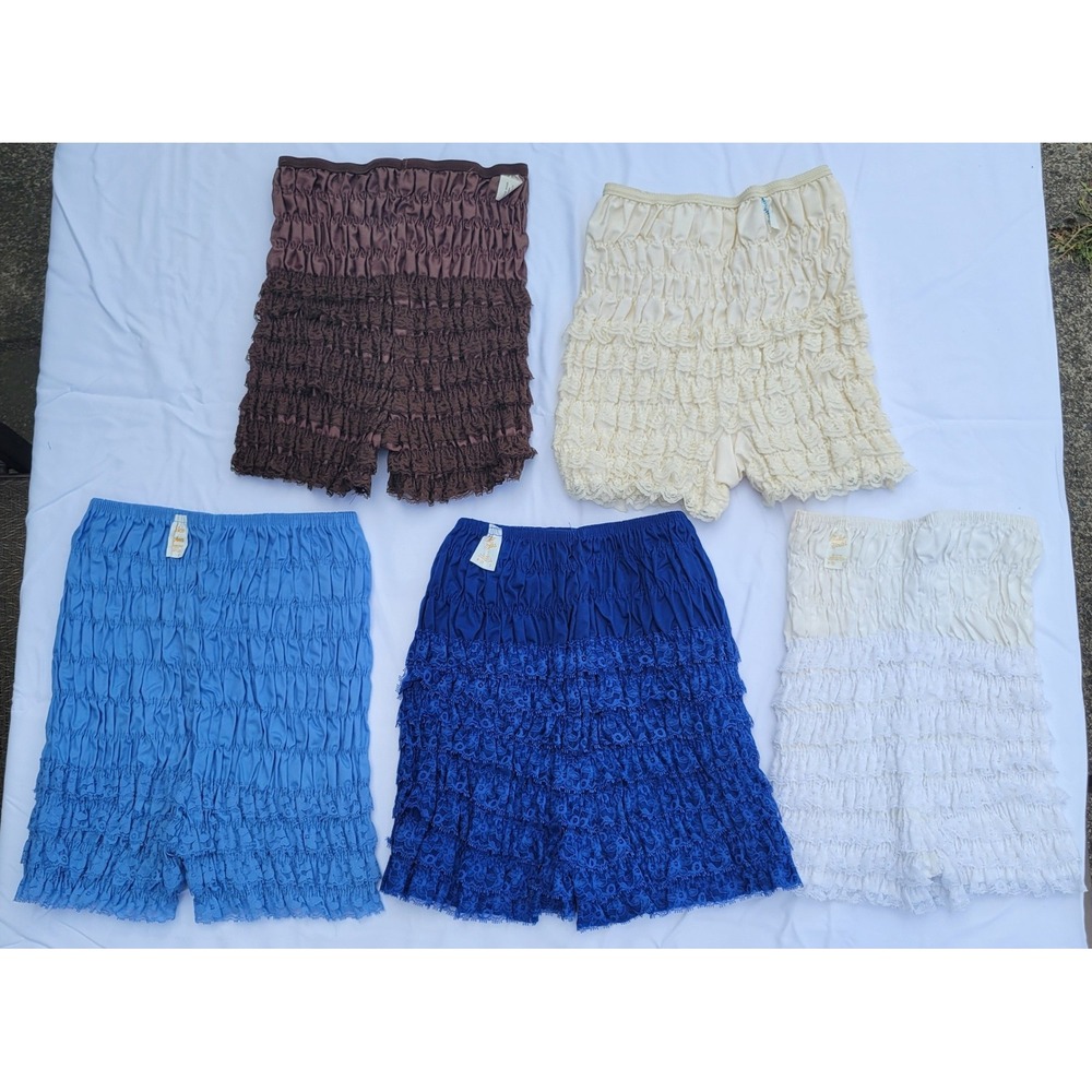 Vintage Malco Modes Ruffle Pettipants Bloomers Lace Trim Lot of 5 S Made in USA - Picture 3 of 13